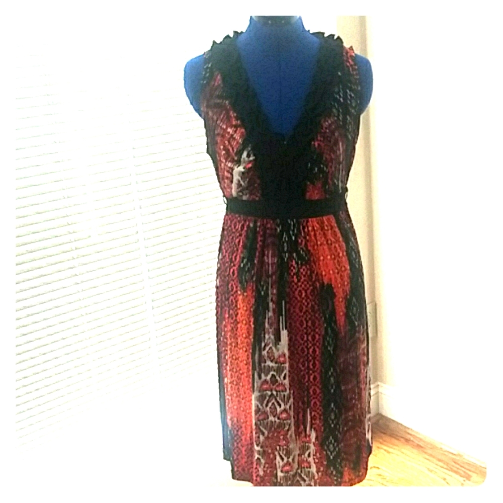 New Directions, Orange and Black, Printed Dress